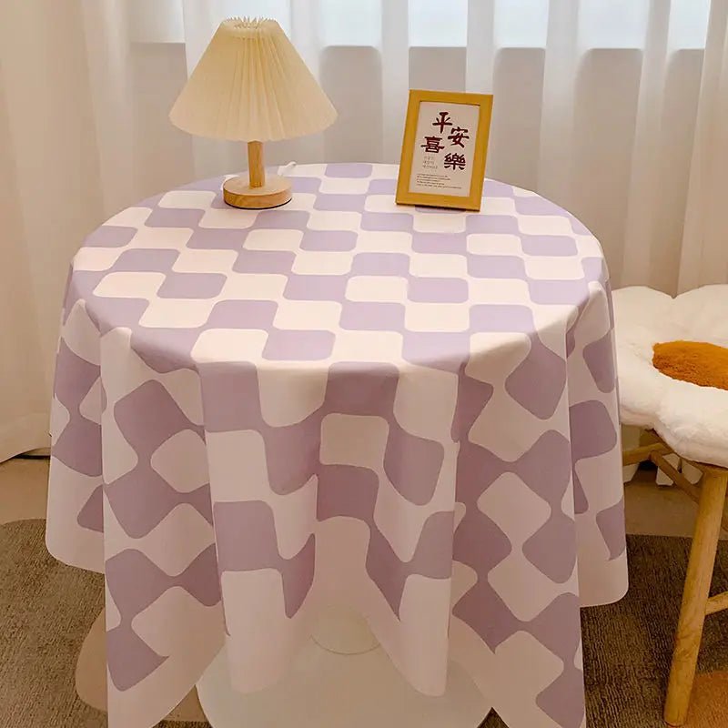 Chequered Design Round Cotton Tablecloth - The House Of BLOC