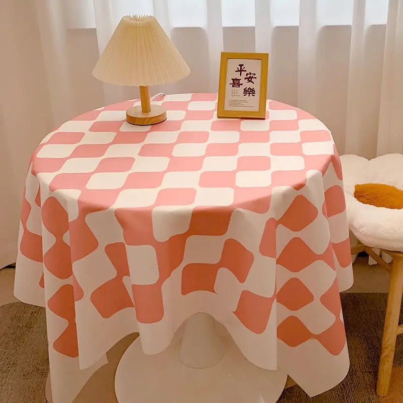 Chequered Design Round Cotton Tablecloth - The House Of BLOC