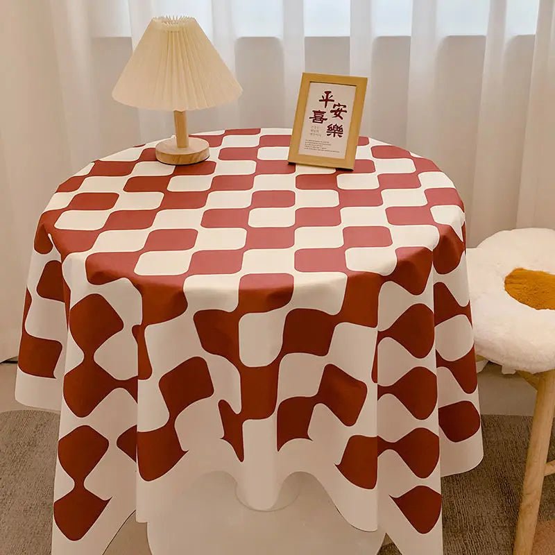 Chequered Design Round Cotton Tablecloth - The House Of BLOC