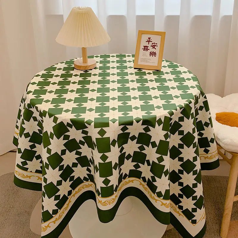 Chequered Design Round Cotton Tablecloth - The House Of BLOC