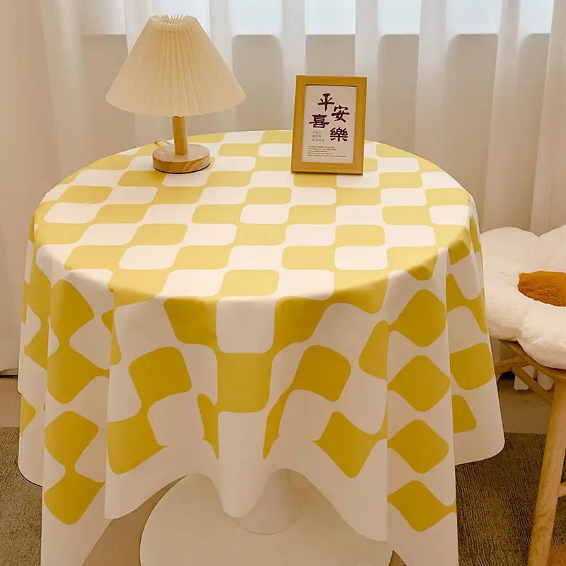 Chequered Design Round Cotton Tablecloth - The House Of BLOC