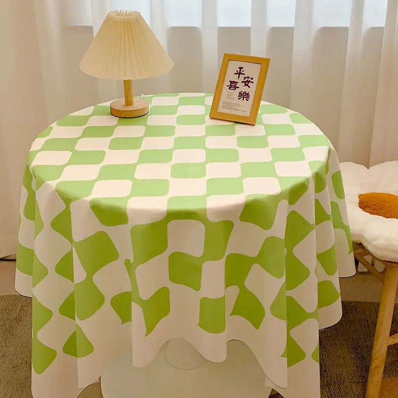 Chequered Design Round Cotton Tablecloth - The House Of BLOC