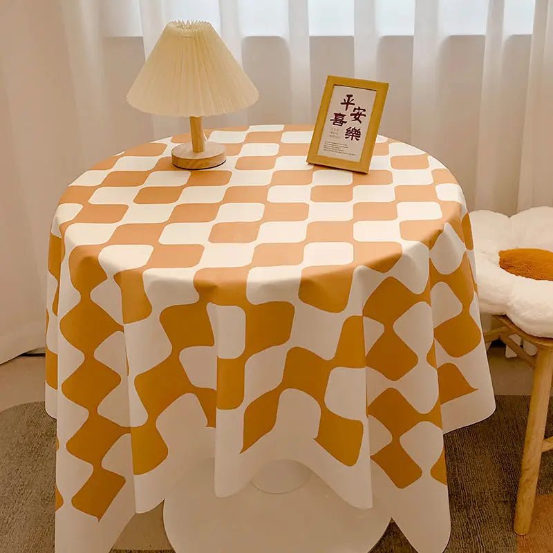 Chequered Design Round Cotton Tablecloth - The House Of BLOC