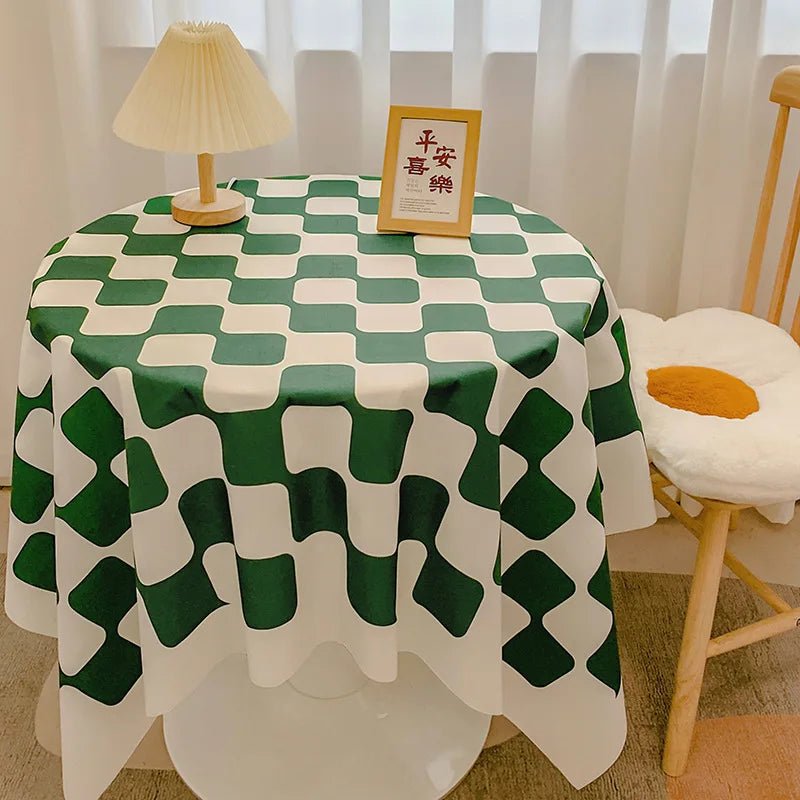 Chequered Design Round Cotton Tablecloth - The House Of BLOC