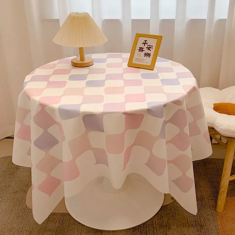 Chequered Design Round Cotton Tablecloth - The House Of BLOC