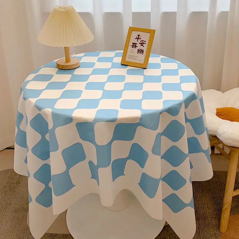 Chequered Design Round Cotton Tablecloth - The House Of BLOC