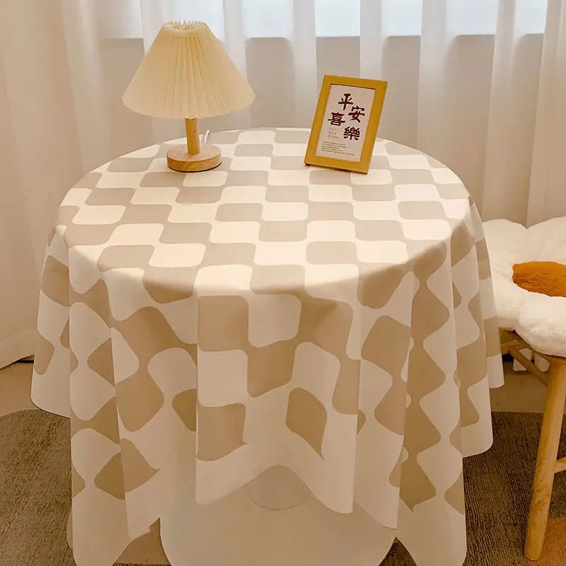 Chequered Design Round Cotton Tablecloth - The House Of BLOC