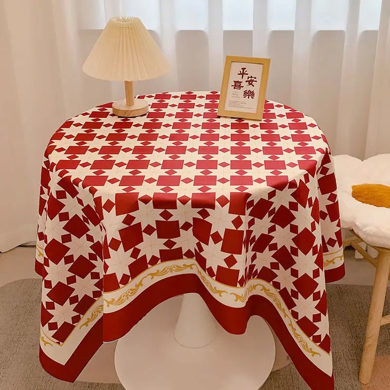 Chequered Design Round Cotton Tablecloth - The House Of BLOC