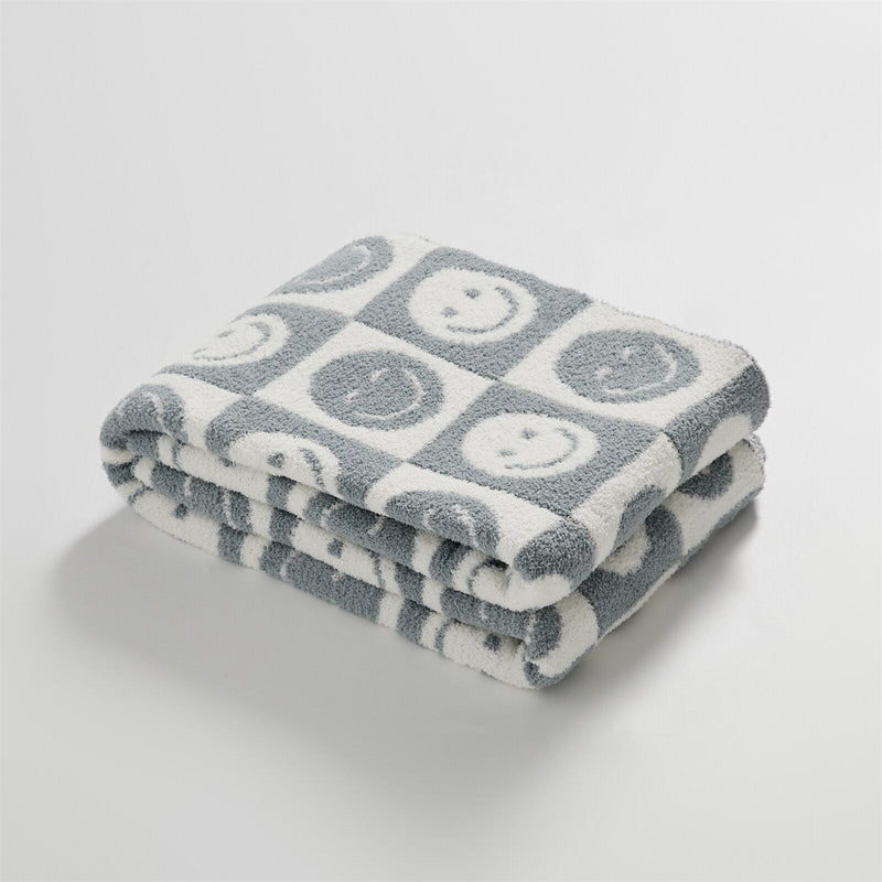 Chequered 'Smile' Meme Pattern Checked Blanket - The House Of BLOC