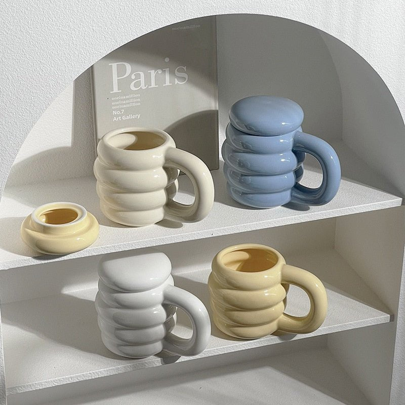 Chunky Ceramic Coffee Mug With Lid - The House Of BLOC