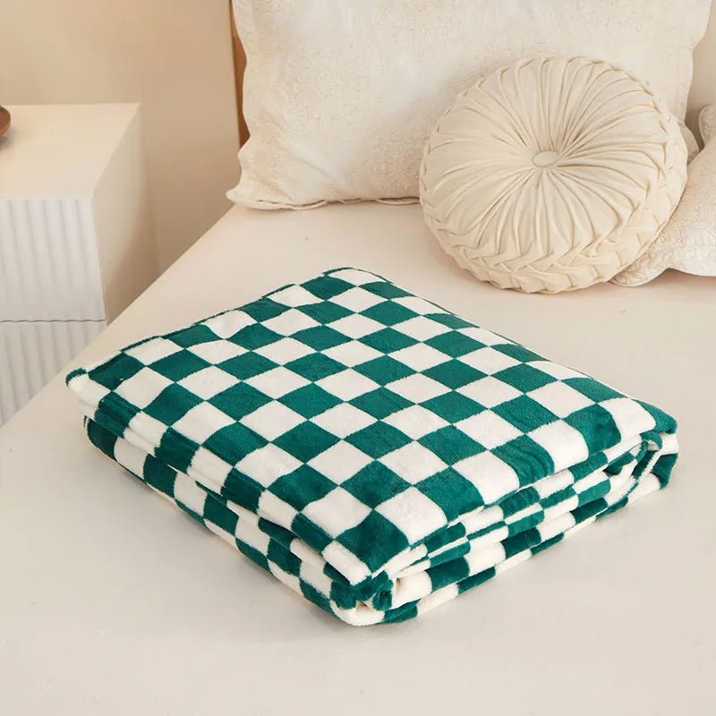 Classic Checkerboard Plaid Design Sofa Blanket - The House Of BLOC