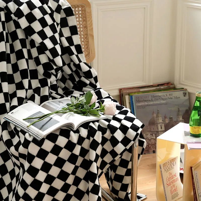 Classic Checkerboard Plaid Design Sofa Blanket - The House Of BLOC