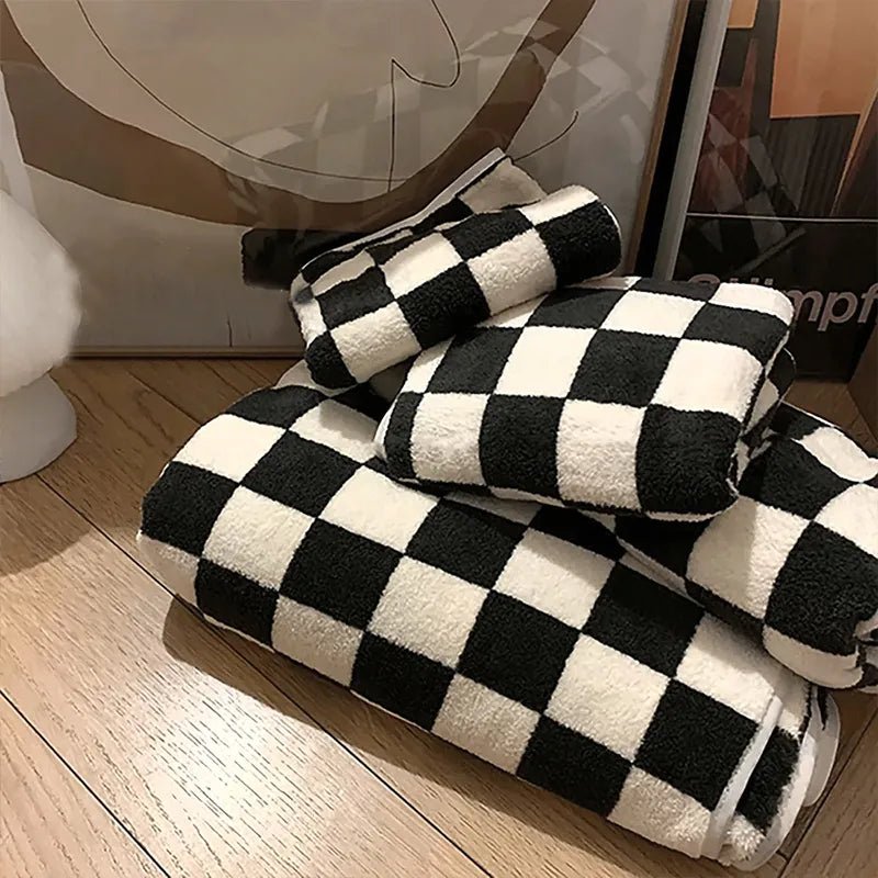 Classic Checkerboard Plaid Design Sofa Blanket - The House Of BLOC