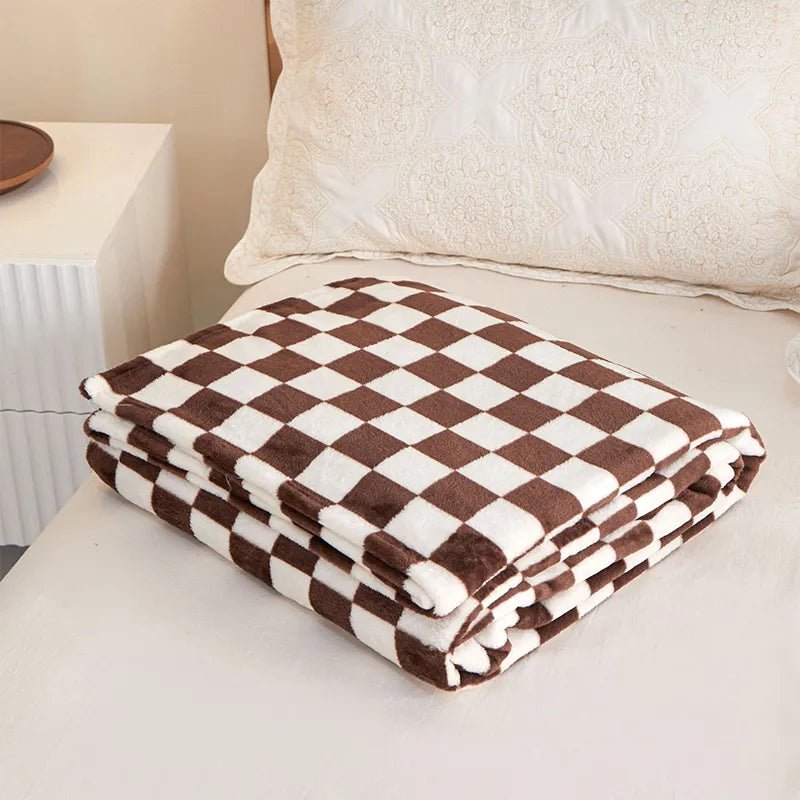 Classic Checkerboard Plaid Design Sofa Blanket - The House Of BLOC