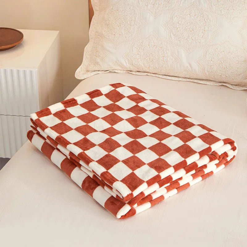 Classic Checkerboard Plaid Design Sofa Blanket - The House Of BLOC