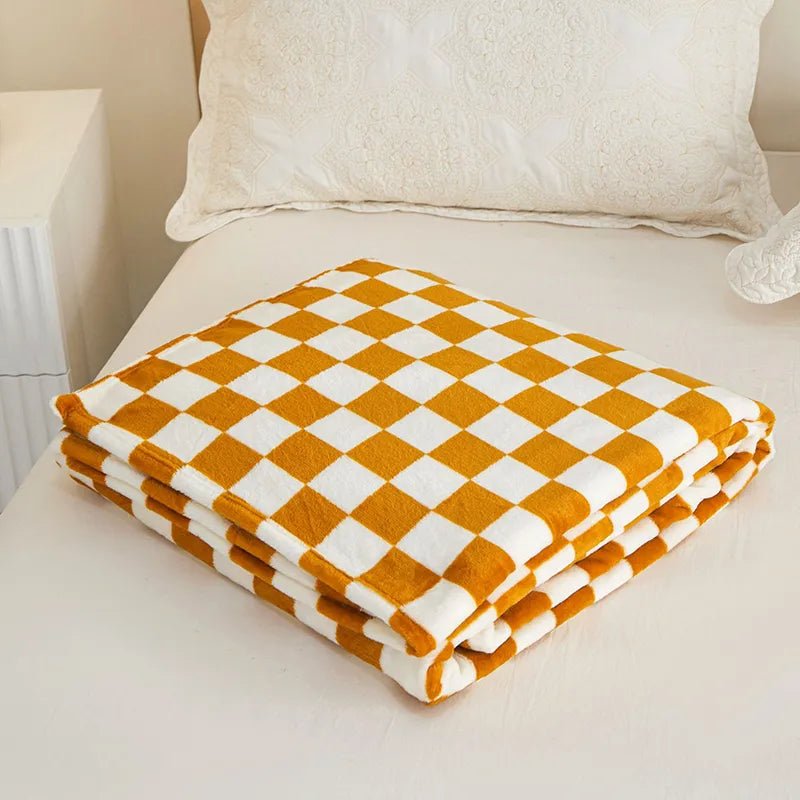 Classic Checkerboard Plaid Design Sofa Blanket - The House Of BLOC