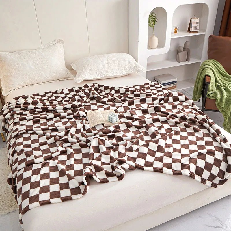 Classic Checkerboard Plaid Design Sofa Blanket - The House Of BLOC