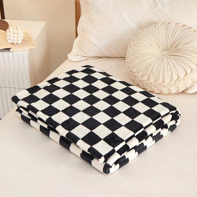 Classic Checkerboard Plaid Design Sofa Blanket - The House Of BLOC