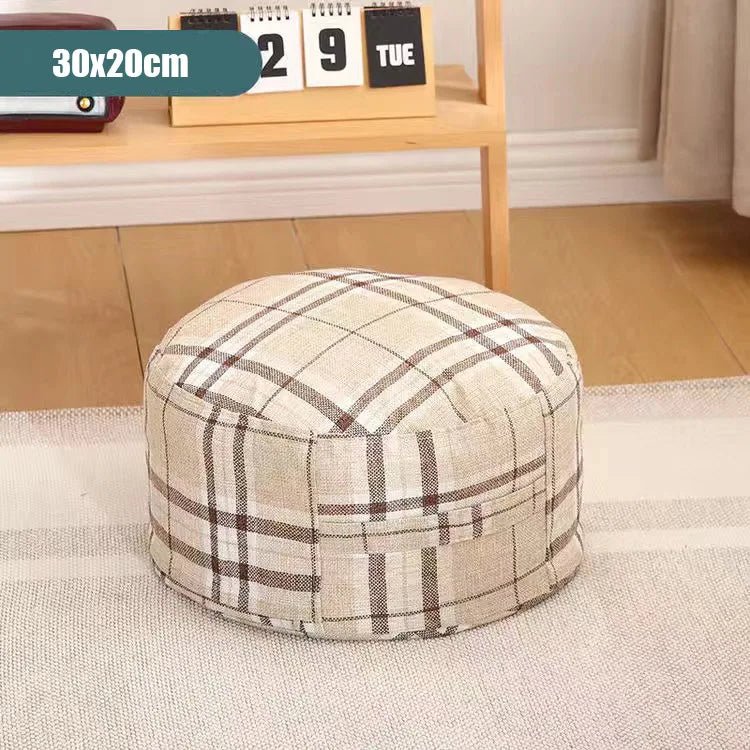 Classic Round Check Pattern Living Room Stool - The House Of BLOC