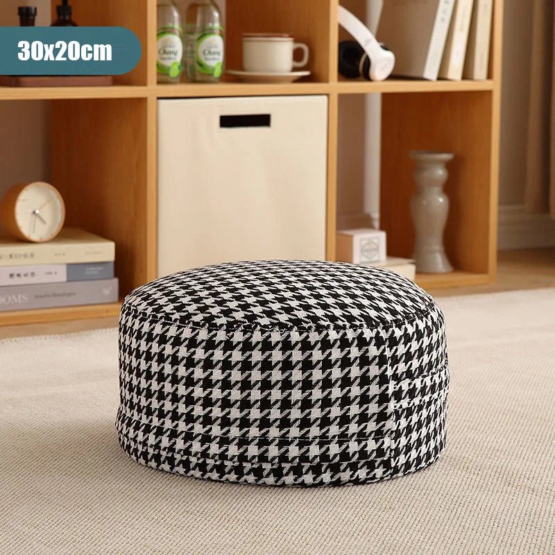 Classic Round Check Pattern Living Room Stool - The House Of BLOC