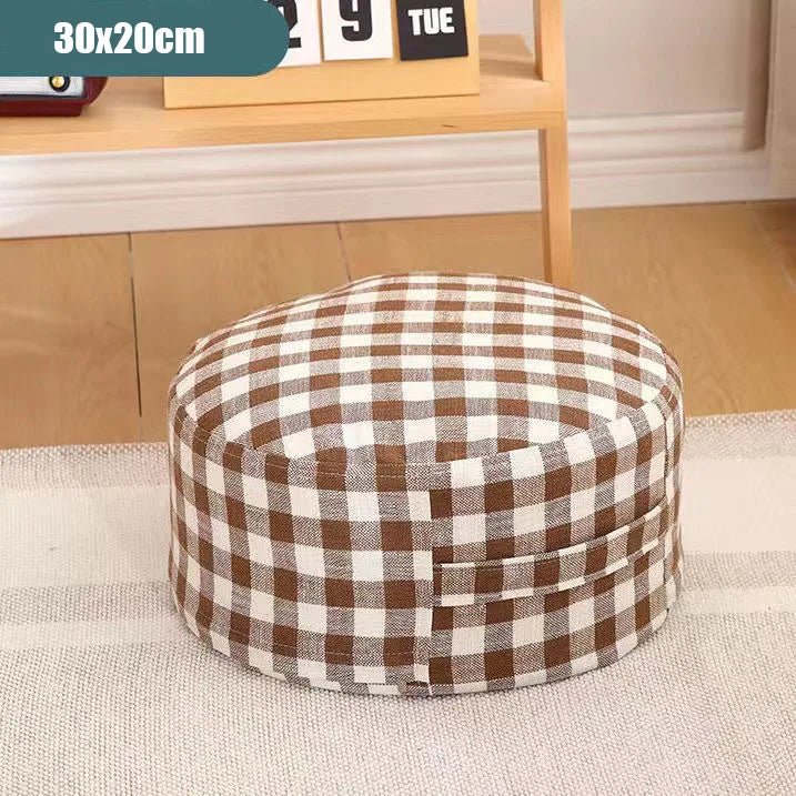 Classic Round Check Pattern Living Room Stool - The House Of BLOC