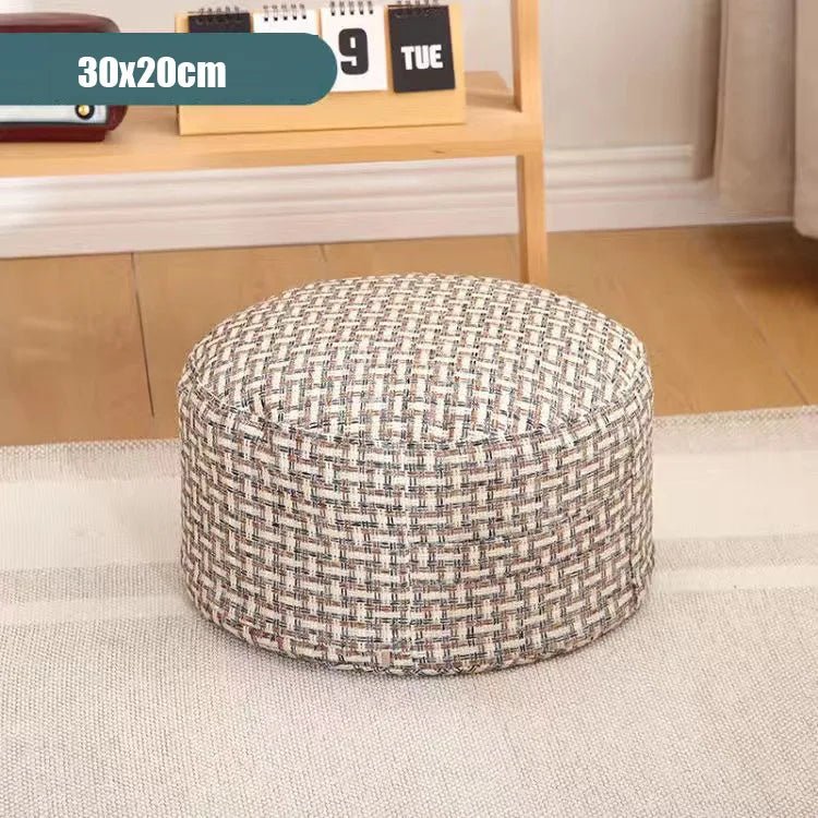 Classic Round Check Pattern Living Room Stool - The House Of BLOC