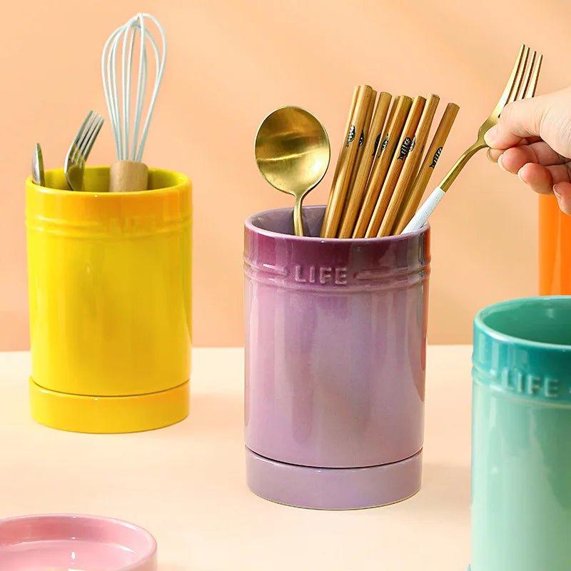 Coloured Ceramic Kitchen Utensil Organiser - The House Of BLOC