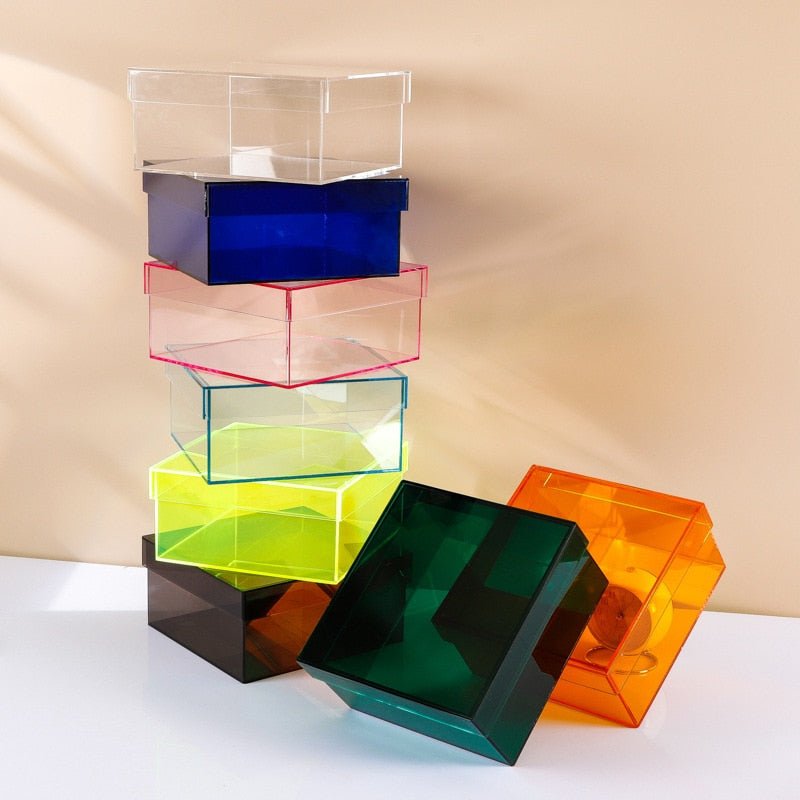 Colourful Acrylic Storage Organiser Box With Lid - The House Of BLOC