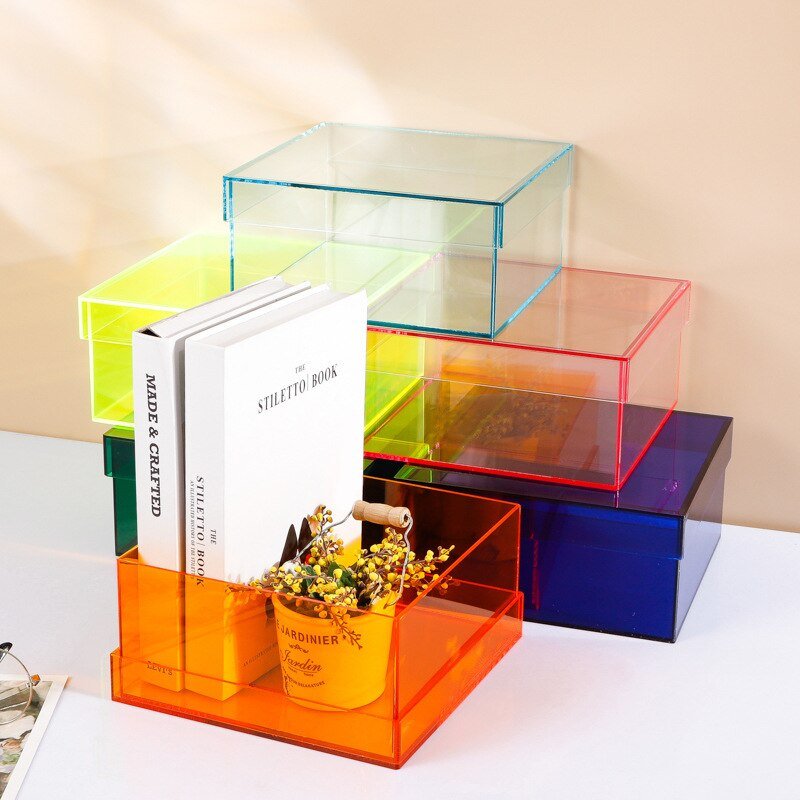 Colourful Acrylic Storage Organiser Box With Lid - The House Of BLOC