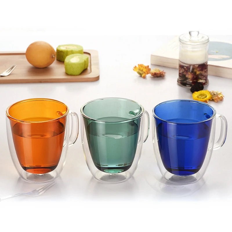 Colourful Double Walled Transparent Coffee Mug - The House Of BLOC