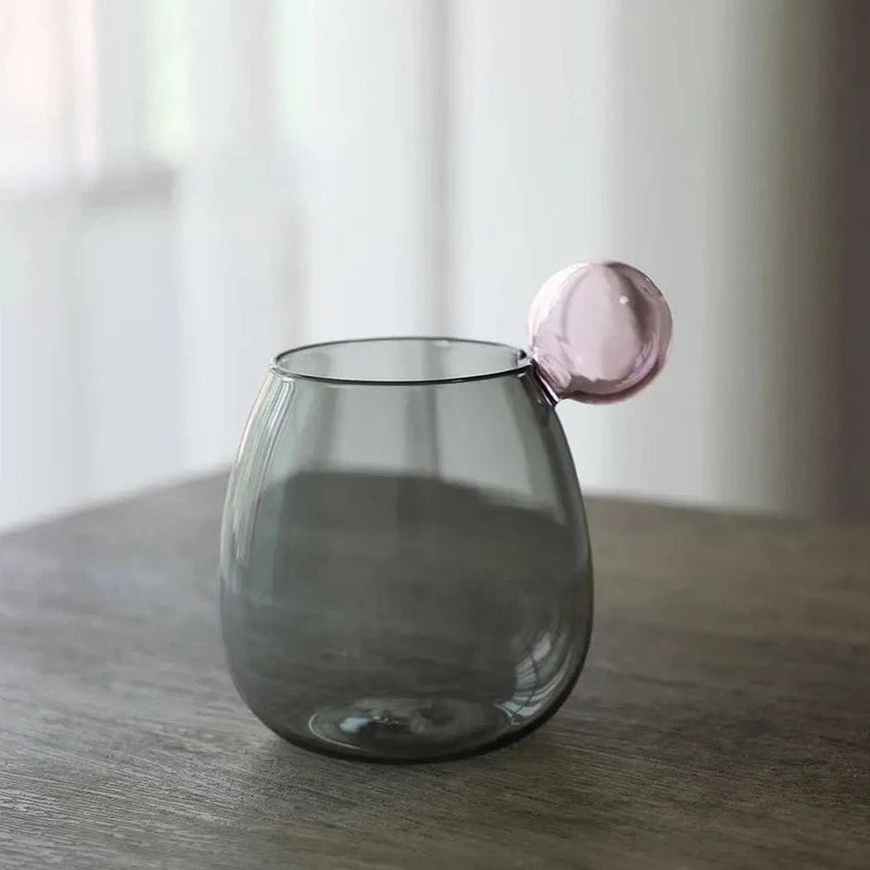 Colourful Glass Chubby Cup With Ball Handle - The House Of BLOC