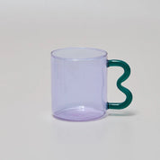 Colourful Glass Coffee Mug With Squiggle Handle - The House Of BLOC
