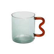 Colourful Glass Coffee Mug With Squiggle Handle - The House Of BLOC
