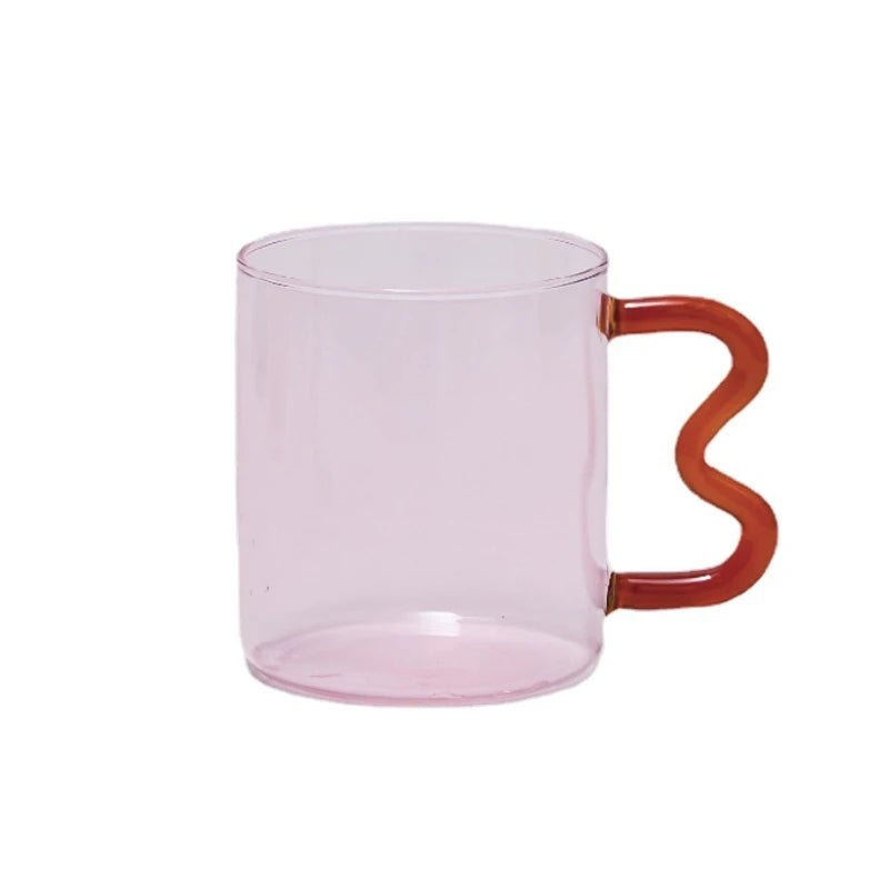 Colourful Glass Coffee Mug With Squiggle Handle - The House Of BLOC