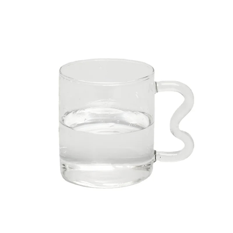 Colourful Glass Coffee Mug With Squiggle Handle - The House Of BLOC