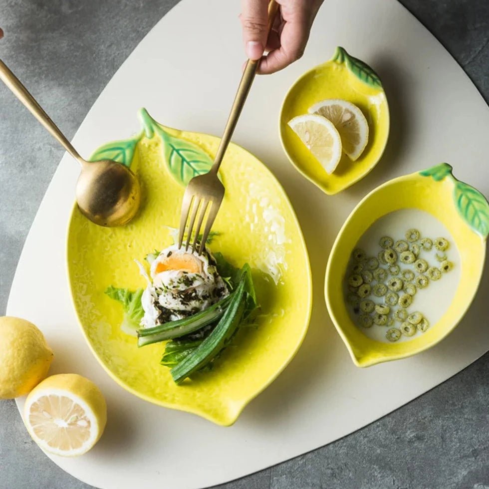 Colourful Lemon Shaped Plate And Bowl Tableware Set - The House Of BLOC