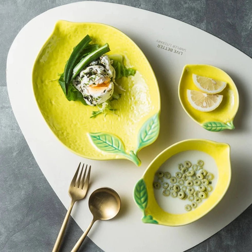 Colourful Lemon Shaped Plate And Bowl Tableware Set - The House Of BLOC