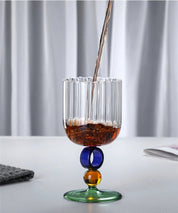 Colourful Ribbed Ring Stemmed Glass - The House Of BLOC