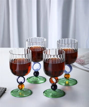 Colourful Ribbed Ring Stemmed Glass - The House Of BLOC