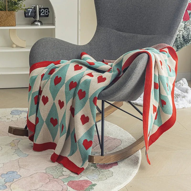 Comfortable & Cosy Hearts Sofa Blanket - The House Of BLOC