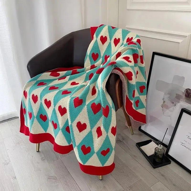 Comfortable & Cosy Hearts Sofa Blanket - The House Of BLOC