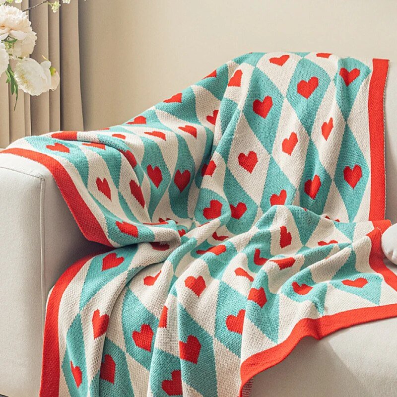 Comfortable & Cosy Hearts Sofa Blanket - The House Of BLOC