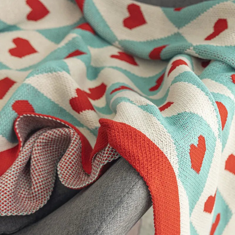 Comfortable & Cosy Hearts Sofa Blanket - The House Of BLOC