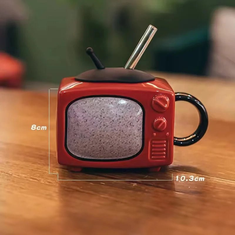 Creative 3D TV Shape Ceramic Coffee Mug With Lid - The House Of BLOC