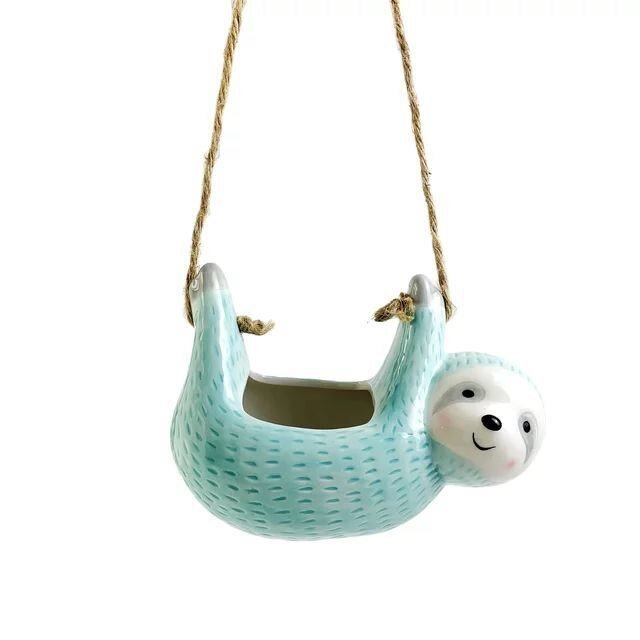 Creative Ceramic Sloth Hanging Flowerpot - The House Of BLOC