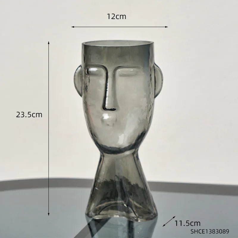 Creative Glass Head Shape Decorative Vase - The House Of BLOC