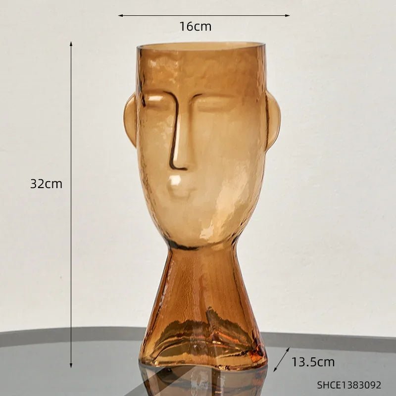 Creative Glass Head Shape Decorative Vase - The House Of BLOC