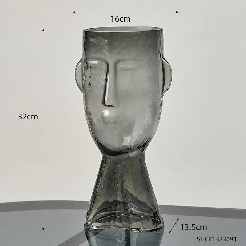Creative Glass Head Shape Decorative Vase - The House Of BLOC