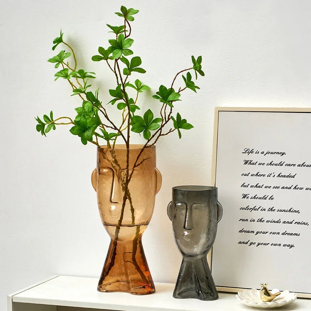 Creative Glass Head Shape Decorative Vase - The House Of BLOC
