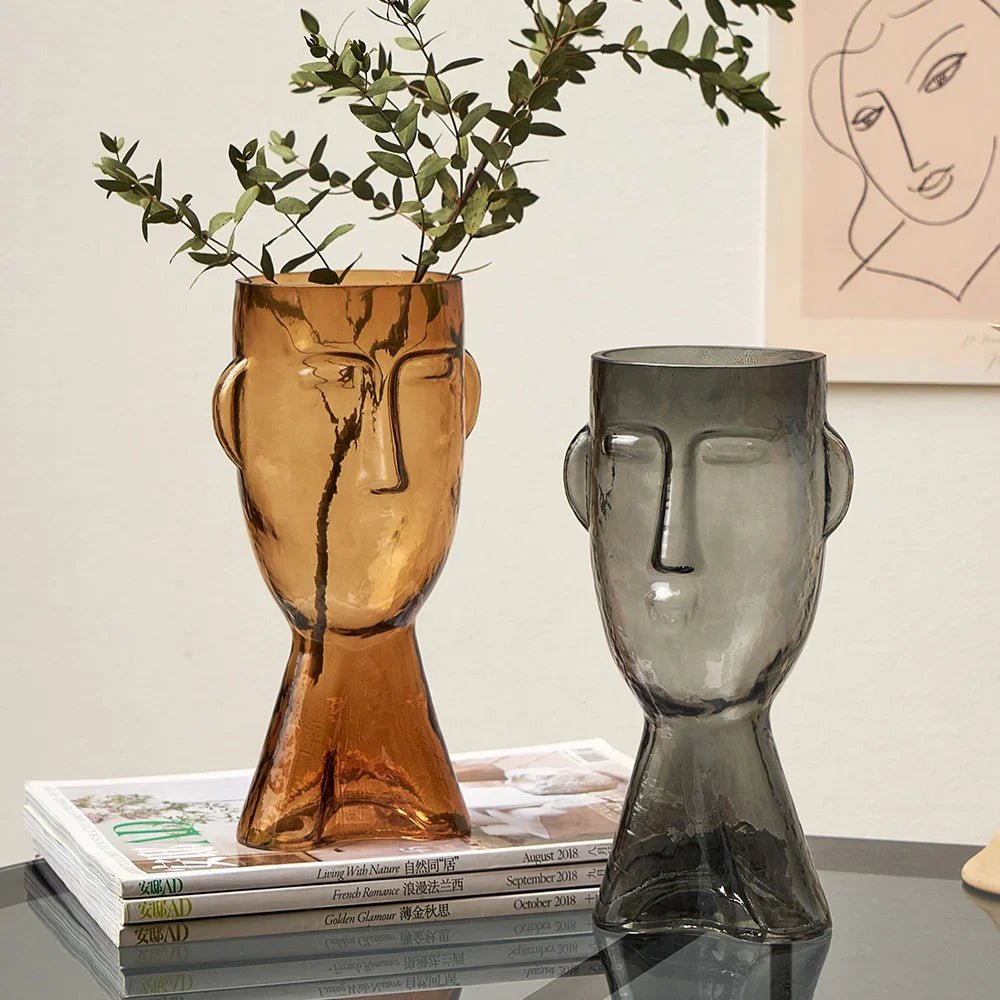 Creative Glass Head Shape Decorative Vase - The House Of BLOC